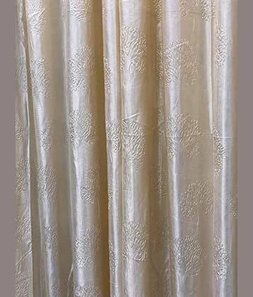 Kraftiq Homes Embroidered Semi-Transparent Eyelet Curtain 9 ft ( Pack of 1 ) - White