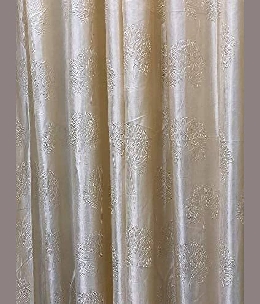 Kraftiq Homes Embroidered Semi-Transparent Eyelet Curtain 9 ft ( Pack of 1 ) - White