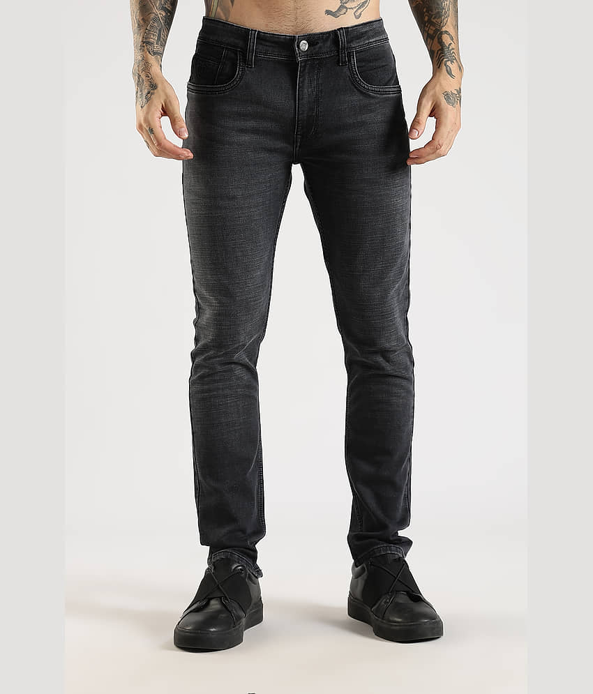 Cool Colors Skinny Fit Clean Look Men's Jeans - Charcoal ( Pack of 1 )