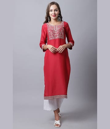 Rajnandini - Maroon Cotton Silk Women's Straight Kurti ( Pack of 1 )
