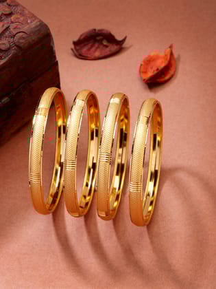 NVR Women's Set of 4 Gold-Plated Traditional Bangles-2.4 / Gold / Alloy