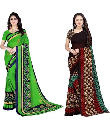 LEELAVATI Georgette Printed Saree With Unstitched Blouse Piece ( Multicolor )