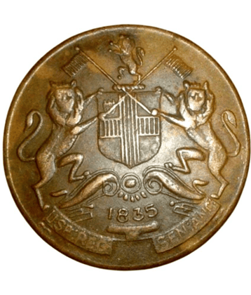 skonline - UKL 1835 E.I C ONE ANNA COPPER COIN 1 Numismatic Coins