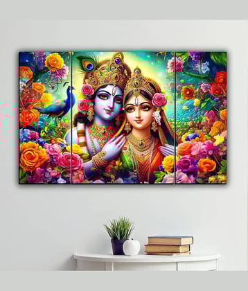 TNFArt Set Of 3 Radha Krishna Wall Paintings For Living Room Gift Items 12 x 18 inch