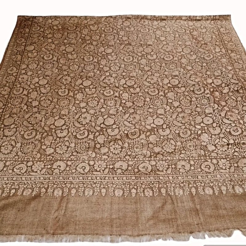 Natural Pashmina Shawl with Hand Embroidered Floral Design โ Soft Luxury Wrap | Garden-Inspired Elegance by Heritage Design Inc