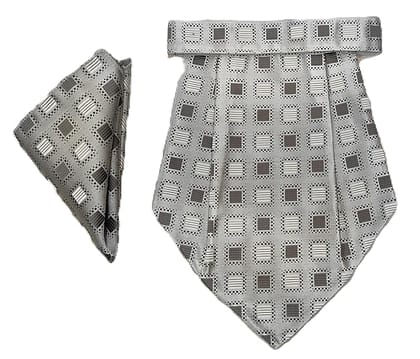 VOICI France Mens Paisley Cravat ascot NeckTie Pocket Square Microfiber Fabric Free Size-Silver Grey VOICI France Mens Paisley Cravat ascot NeckTie Pocket Square Microfiber Fabric Free Size-Silver Grey