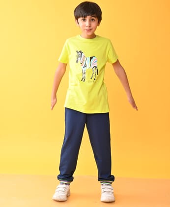 ZEBRA LIME NAVY RIBBED SUMMER BOYS JOGGER SET D - LIME / BLUE-6-12 MONTHS / 2N / BLACK/GREY