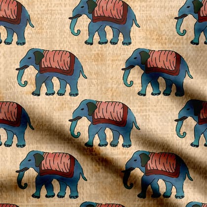 Elephant Repetir Print Fabric-Cotton