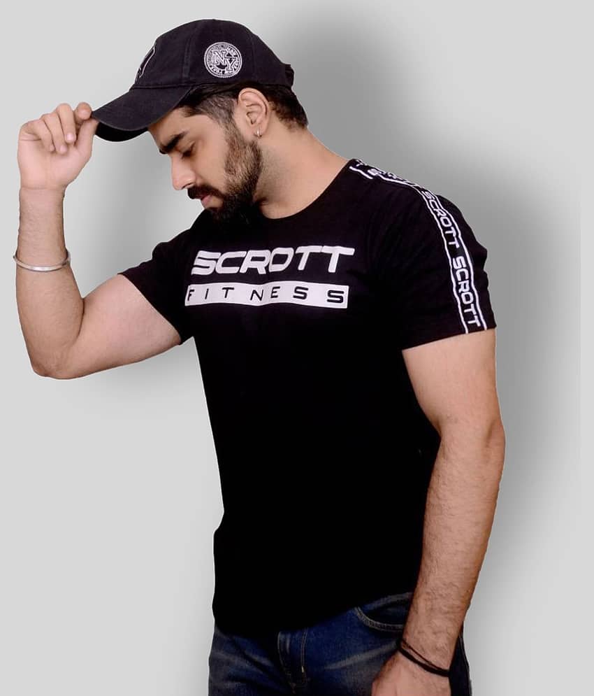 Scrott Merchandise Pack of 1 Cotton Slim Fit Men's T-Shirt ( Black )