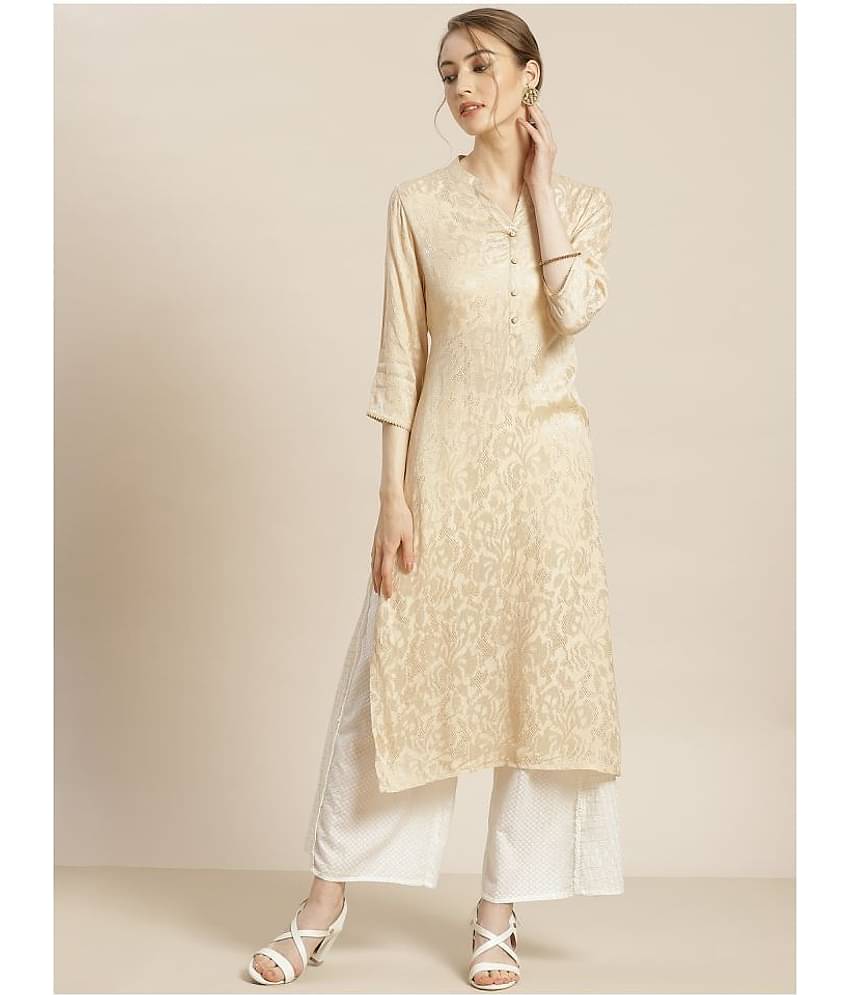 Juniper - Off White Rayon Women's Straight Kurti ( Pack of 1 )