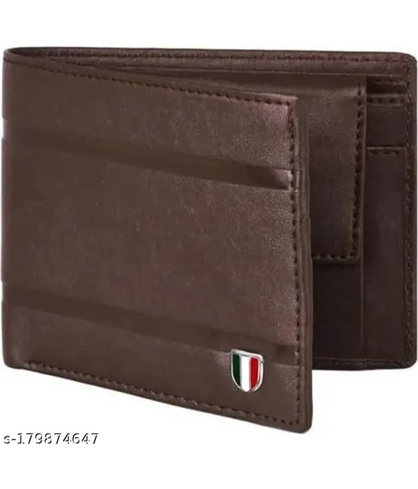 HABIBI PU Solid Men's Two Fold Wallet With 3 Slots For Card ( Brown , Pack of 1 )