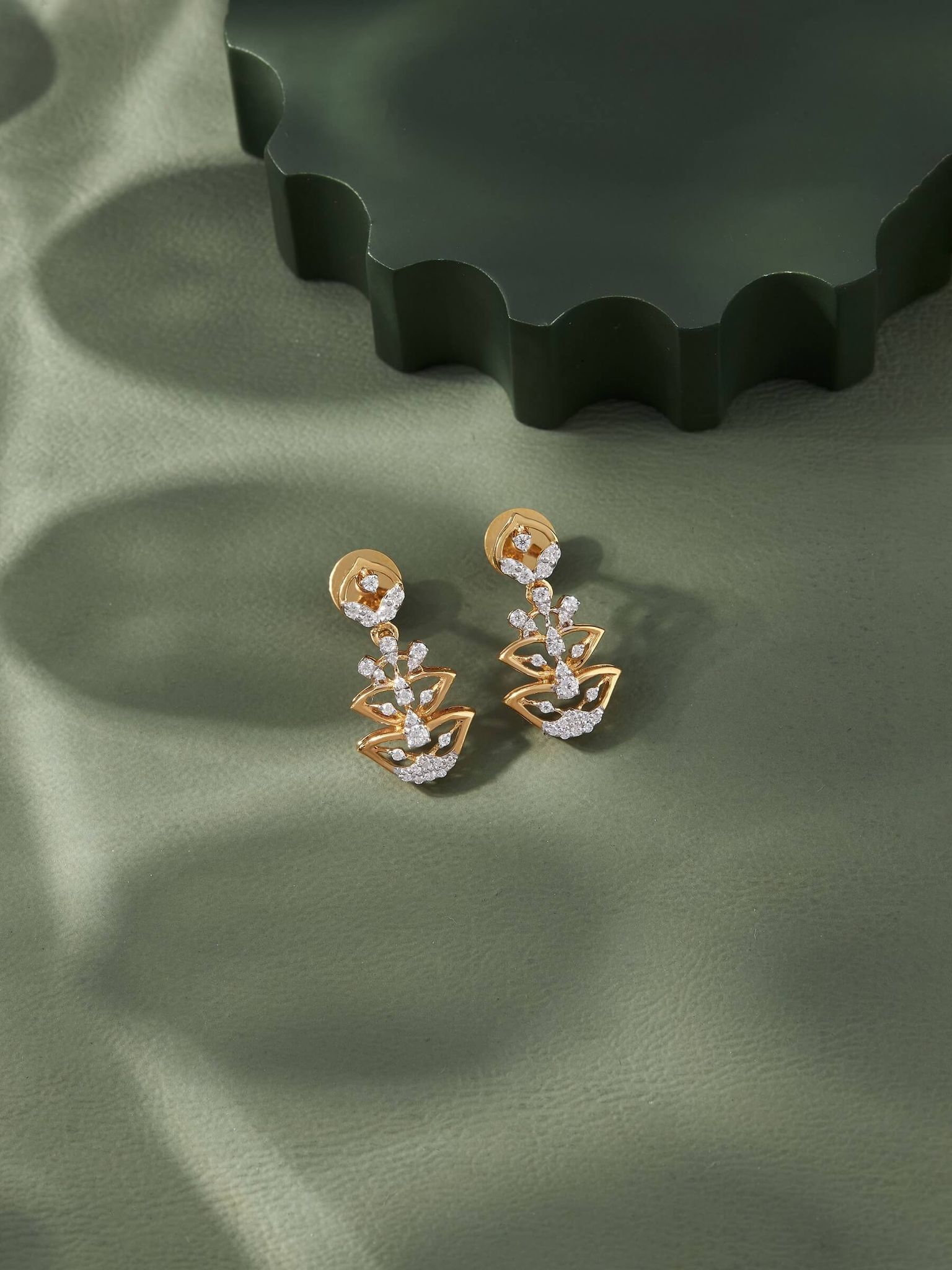Misa Silver Moissanite Dangle Earrings | 22KT Gold Vermeil-Yellow Gold