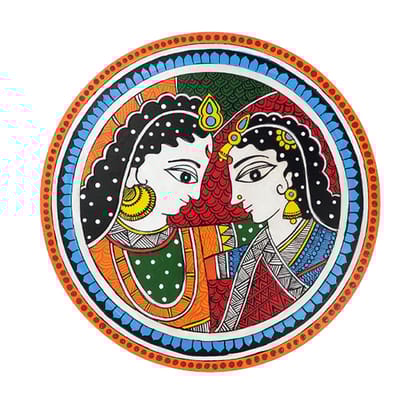 Madhubani Painting on Engraved Round MDF Board Hobbyist level DIY Kit by Penkraft