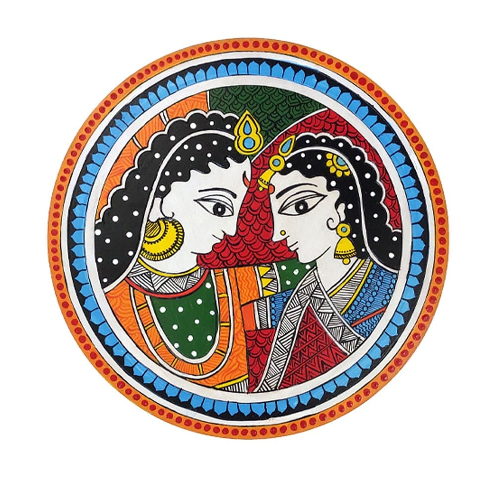 Madhubani Painting on Engraved Round MDF Board Hobbyist level DIY Kit by Penkraft