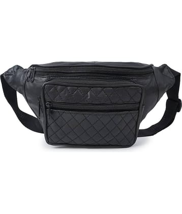 CIMONI WAIST BAG FOR UNISEX Leather Black Waist Pouch