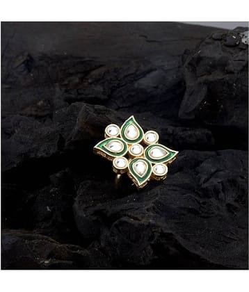 Sukkhi Delightful Gold Plated Kundan Meenakari Ring for Women