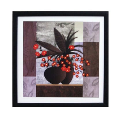 Abstract Pot and Flower Theme Satin Matt Texture UV Art Painting