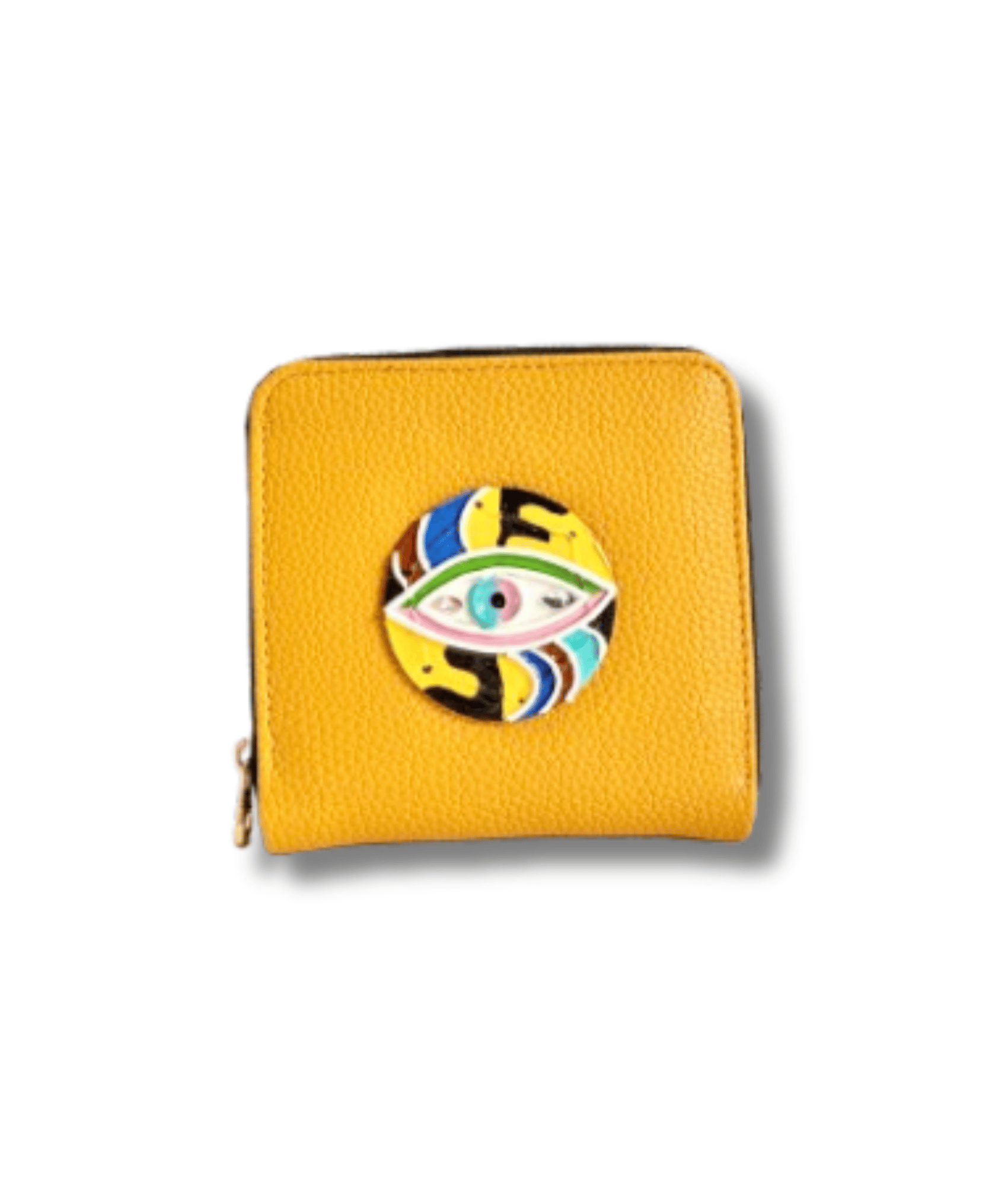 Yellow Evil Eye Mini Lippan Art Handcrafted Wallet