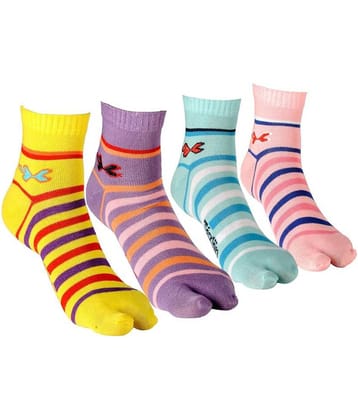 Texlon - Multicolor Cotton Women's Ankle Length Socks ( Pack of 4 )