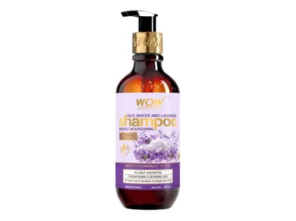 WOW Rice Water Shampoo with Rice Water, Rice Keratin & Lavender Oil for Damaged, Dry and Frizzy Hair - 300ml