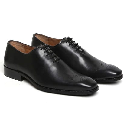 Black Hand Finished Leather Formal Shoe For Men By Brune & Bareskin-44/10