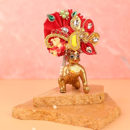Paisley Red Pagdi - 3 & 4 No. Laddu Gopal-4 No.