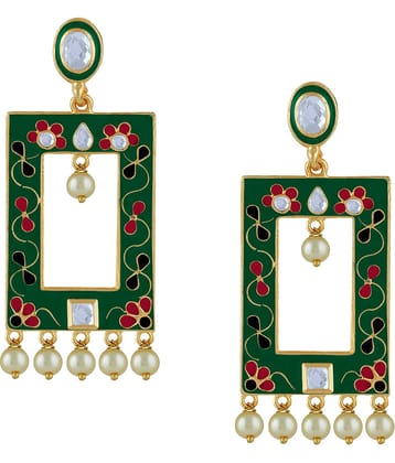 Spargz Meenakari Festive Gold Plated AD Stone & Pearl Dangle Earring For Women AIER_1713
