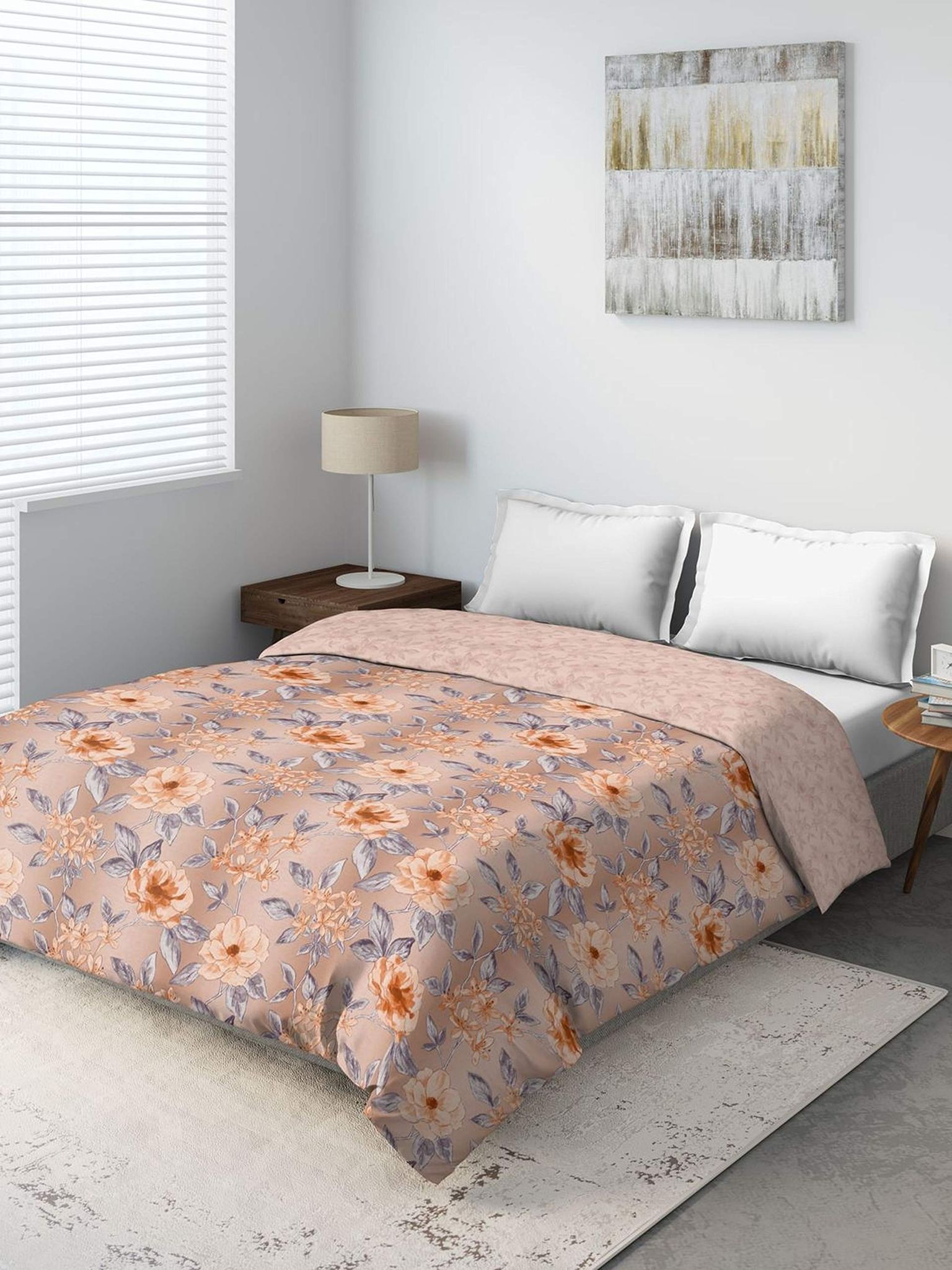 DDECOR - Primary Collection 100% Cotton Floral Pattern 136TC King Quilt |229 CM X 274 CM| - Brown