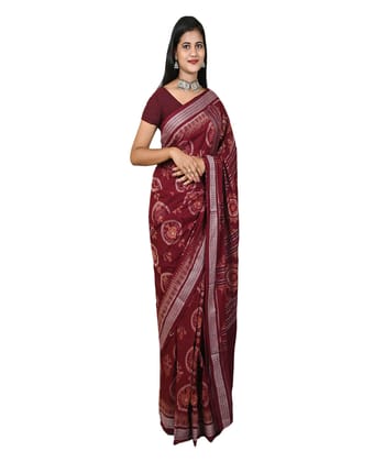 Maroon colour handwoven cotton saree Maroon colour handwoven cotton saree