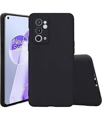 Spectacular Ace - Black Silicon Plain Cases Compatible For OnePlus 9RT ( Pack of 1 )