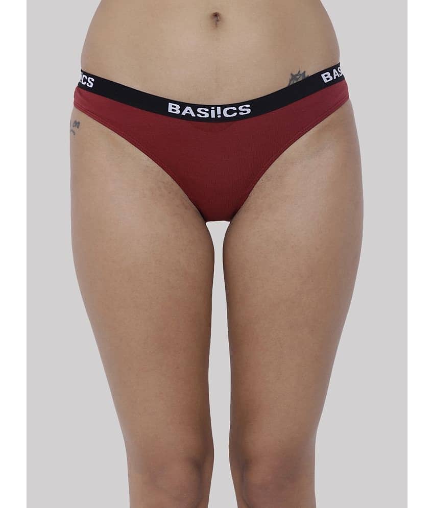 BASIICS By La Intimo Cotton Lycra Solid Women's Bikini ( Maroon ) BCPBR08