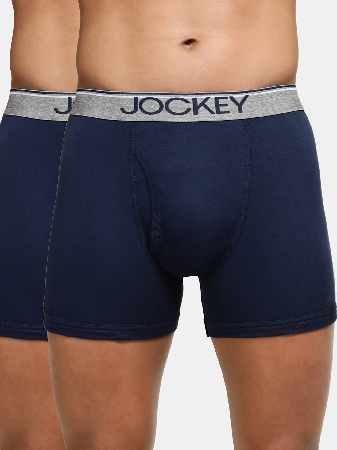 Jockey Men's Super Combed Cotton Rib Solid Boxer Brief 8009 Assorted Pack Of 2-M / Assorted