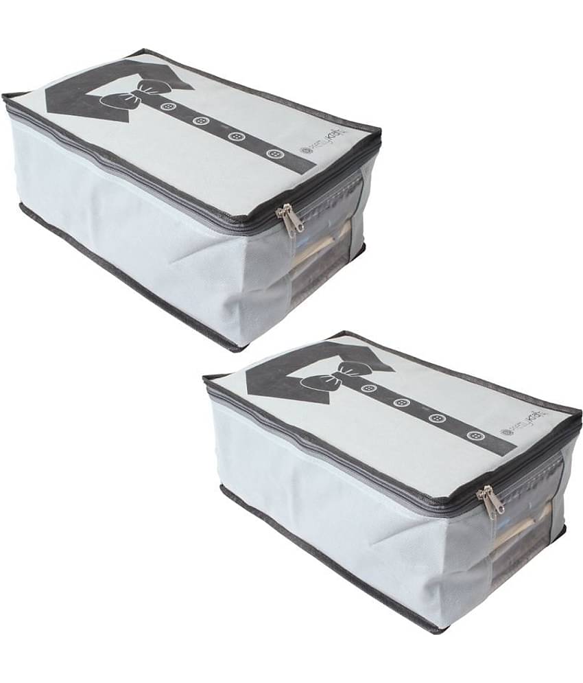 PrettyKrafts Non Woven Shirt Cover | Shirt Organiser (Set of 2) - Greyblack