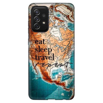 Eat Sleep Travel Samsung A72 Premium Embossed Mobile cover