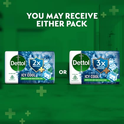 Dettol Icy Cool Bathing Soap Bar With 3x intense cooling (400gm), 100gm - Pack of 4 Dettol Icy Cool Bathing Soap Bar With 3x intense cooling (400gm), 100gm - Pack of 4 - Blue / 100 g (Pack of 4)