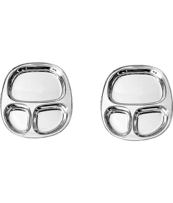 Dynore 2 Pcs Stainless Steel Silver Partition Plate