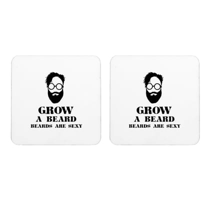Multicolor Beards Are Sexy Set Of 2 Square Wooden Coaster