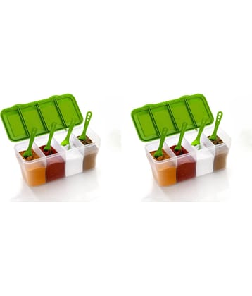 FIT4CHEF Spice Jar PET Green Spice Container ( Set of 2 )