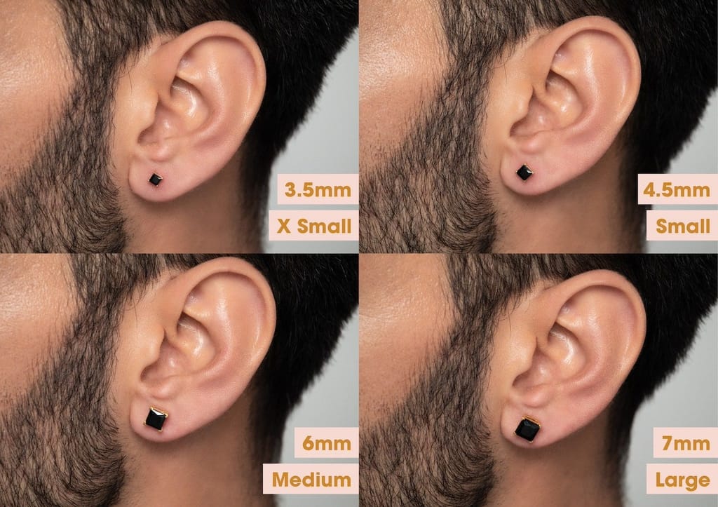 Black Princess Solitaire Men's Ear Stud (1 Pc Only)