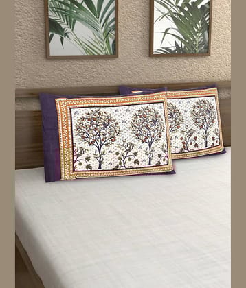 AJ Home - Pack of 2 Cotton Floral Regular Pillow Cover ( 68.58 cm(27) x 43.18 cm(17) ) - Brown