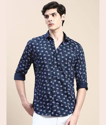 Showoff Cotton Blend Regular Fit Printed Full Sleeves Men's Casual Shirt - Navy Blue ( Pack of 1 )