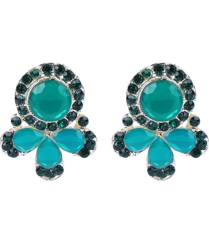 Sunhari Jewels - Green Stud Earrings ( Pack of 1 )