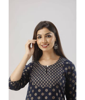 MAUKA - Navy Straight Rayon Women's Stitched Salwar Suit ( Pack of 1 )