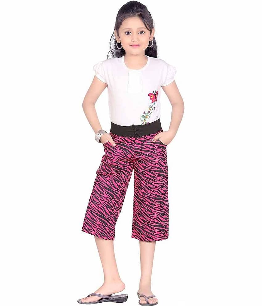 Sini Mini Pack of 1 Girls Cotton Capris ( Pink )
