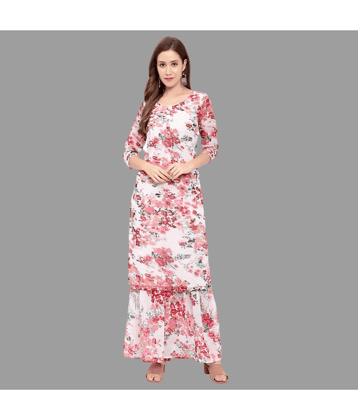 GALWIZ - White Georgette Women's Straight Kurti ( Pack of 1 )