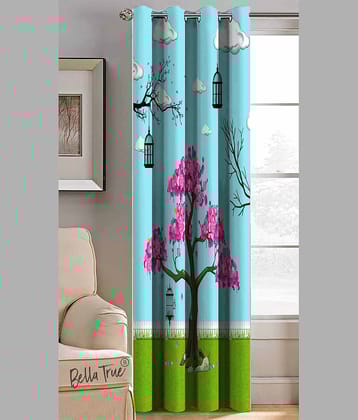 BELLA TRUE Abstract Printed Semi-Transparent Eyelet Curtain 5 ft ( Pack of 1 ) - Multicolor