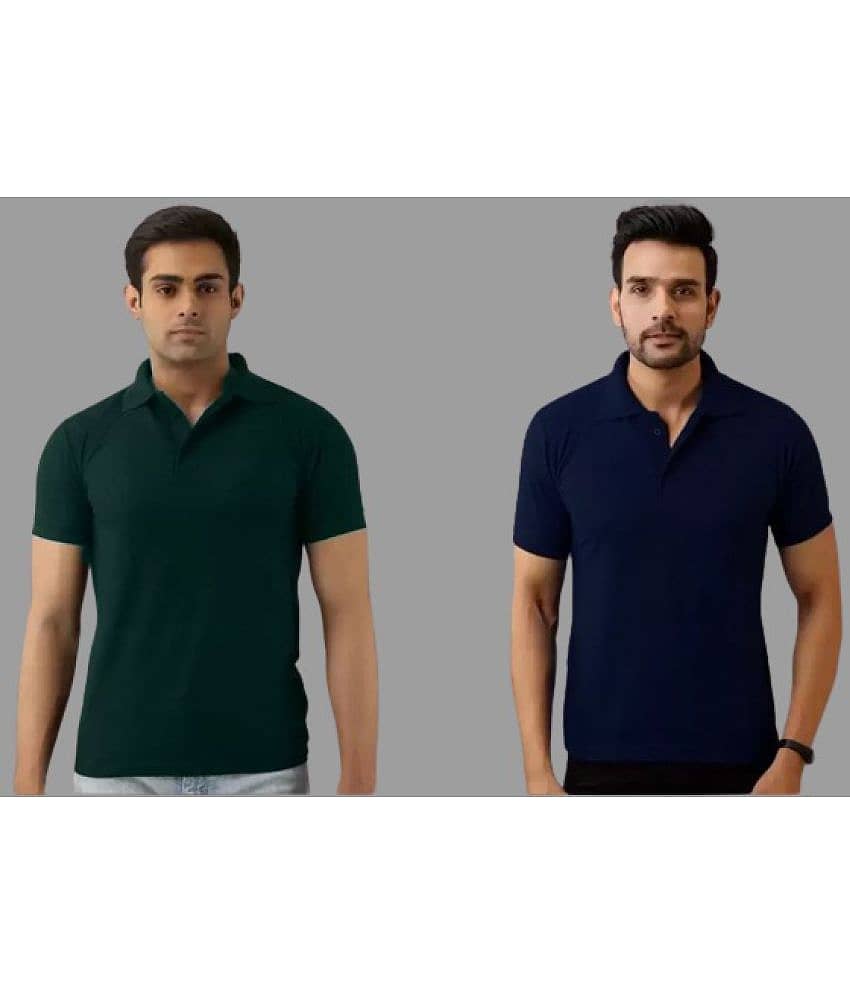 SKYRISE Pack of 2 Cotton Blend Slim Fit Solid Half Sleeves Men's Polo T Shirt ( Multicolor )