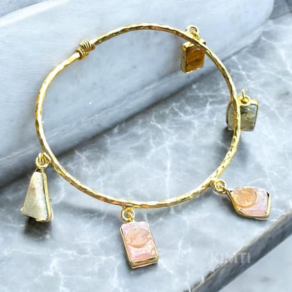 Anti Tarnish Raw Stone Brass Bracelet
