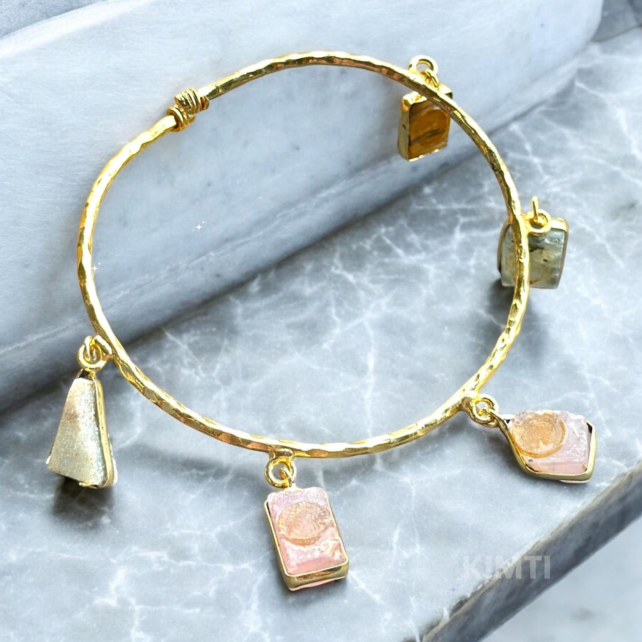Anti Tarnish Raw Stone Brass Bracelet