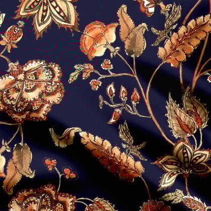 Modal satin 1 Meter Royal Kalamkari Print Fabric